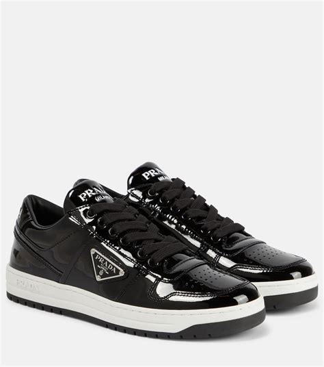 black patent prada sneakers|prada downtown perforated leather sneakers.